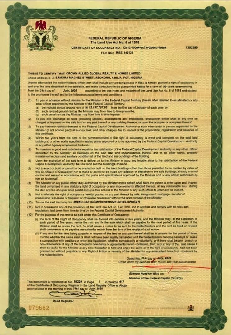Certificate of Occupancy